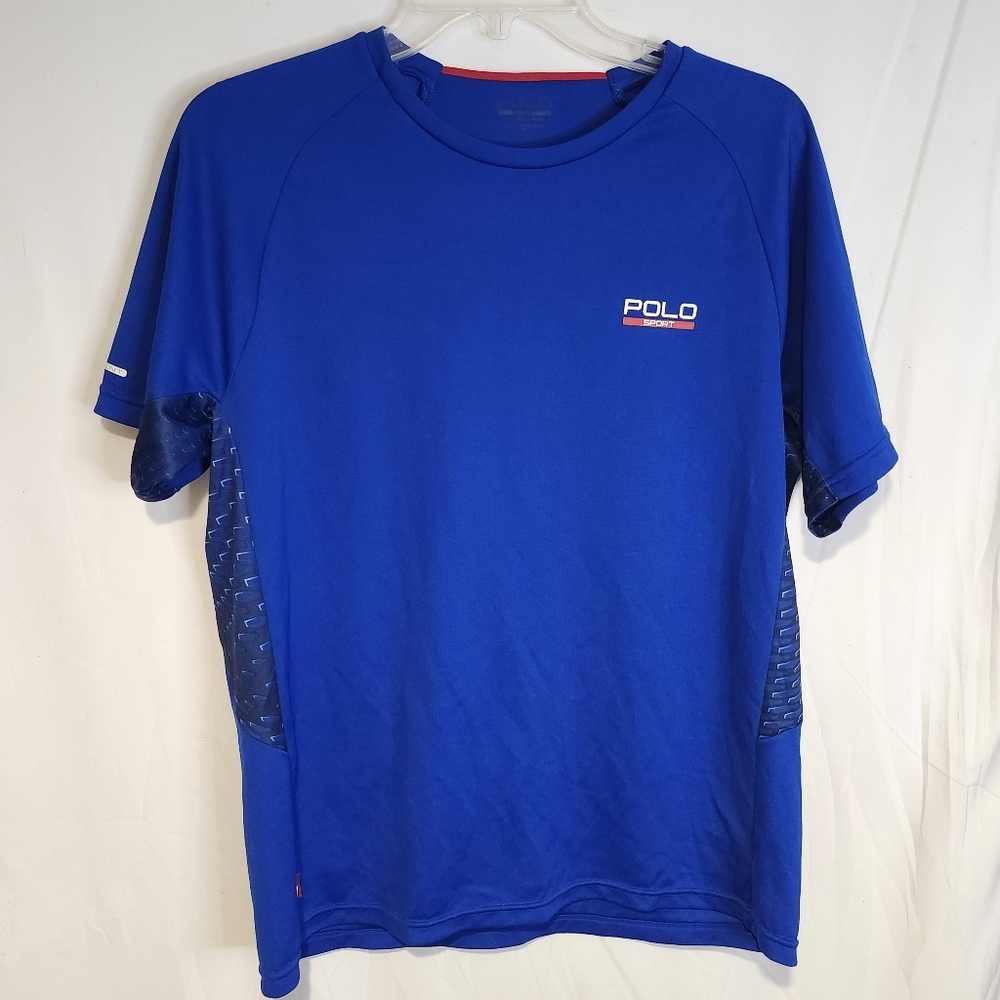 Polo Sport Men Short Sleeve Blue Performance Medium Classic Comfortable Shirt